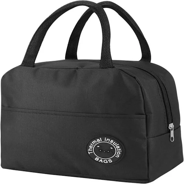 Isolerad Lunchväska, 5,5L Lunchväska med Isolerad Aluminiumfolie, Liten Läcksäker Lunchlåda Mini Isolerad Lunchväska (Svart)