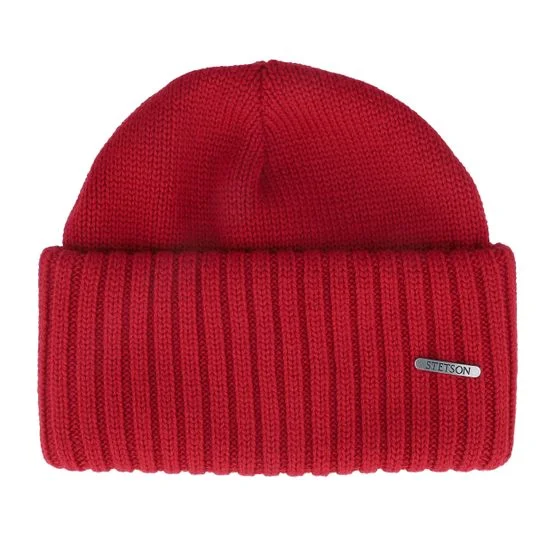 Stetson - Rot cuff Mütze - Beanie Merino Cuff @ Hatstore - Farbe: Rot, Größe: One Size, Material: 100% Merinowolle