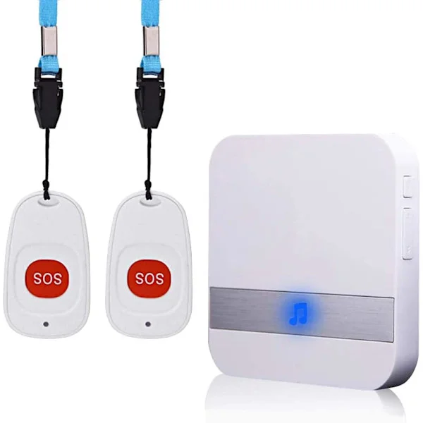 (2 in 1 White) Home Alarm Wireless Patient Elderly Personal Alarm