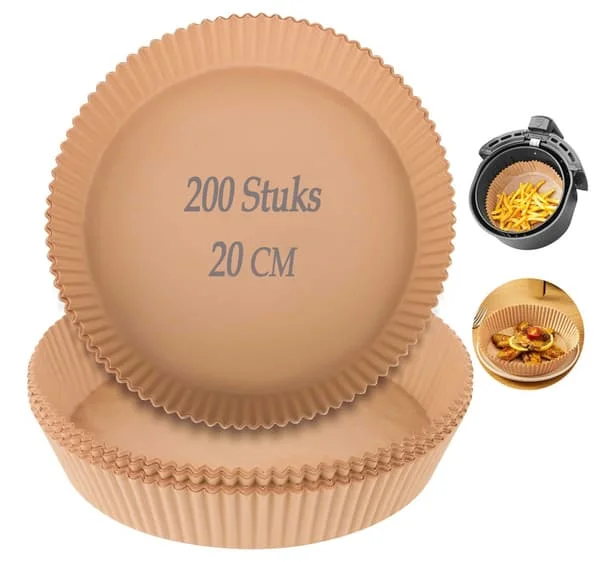 Airfryer bakplåtspapper 200 st - 20cm - Bakplåtspapper - Airfryer tillbehör - Engångsbehållare - Rund - Engångsbehållare