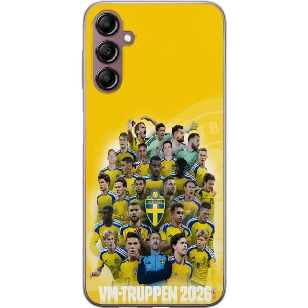 Kompatibelt Mobilskal till Samsung Galaxy A14 5G Samling av svenska landslagsspelare i blågula färger med fokus på fotbollsgemenskap.