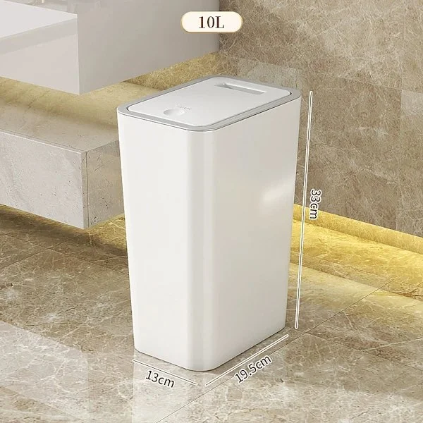 Soptunna med trycklock, återvinningskärl 10L (vit)