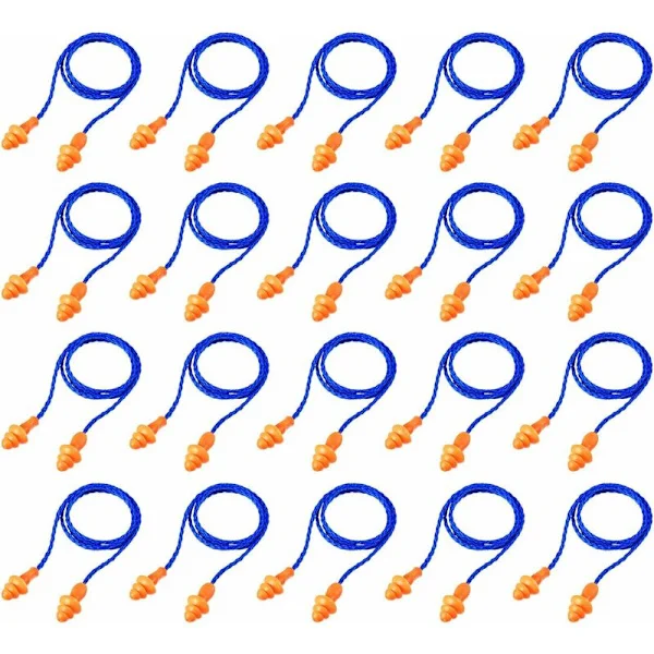 20 par snore-ørepropper, genanvendelige silikone-ørepropper med snor, støjreducerende ørepropper til søvn og høreværn, blå