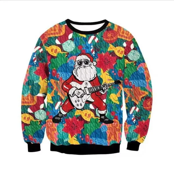 Jul 3D-printet mønster herre sweatshirt med rund hals - Løs pasform langærmet trøje - Stil 9 - Størrelse M Style 9 M