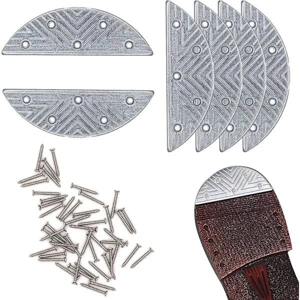 Metallic Heel Plates 3 Pairs Sole Repair Kit with Screw Nails Shoe Heel Stud Tips Y