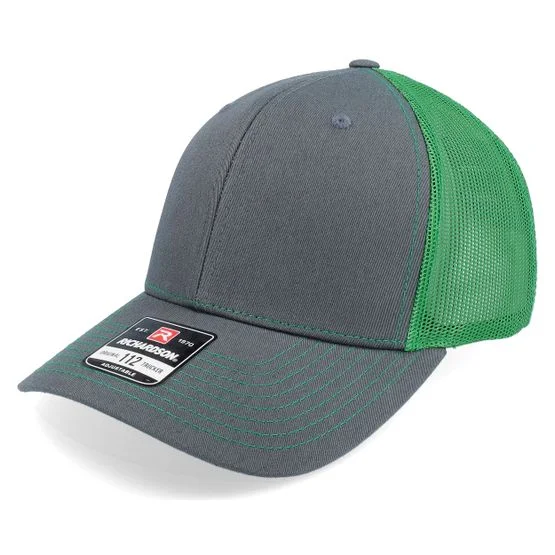 Richardson - 112 Split Charcoal/Kelly Trucker Trucker Grey Cap - @ Hatstore