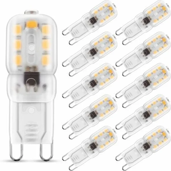 G9 LED-lampa, 2W G9 Varmvit 3000K, LED-lampa, motsvarande 25W halogenlampa, 230V AC 200lm, 360° bred ljusstråle, G9-sockel 10-pack RUIOIU