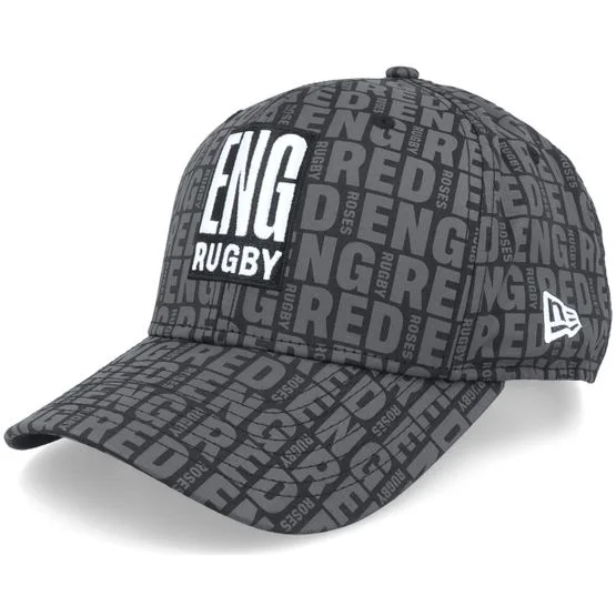 New Era - Černá adjustable Kšiltovka - England Rugby All Over Print 9FIFTY Stretch-Snap Black Adjustable @ Hatstore