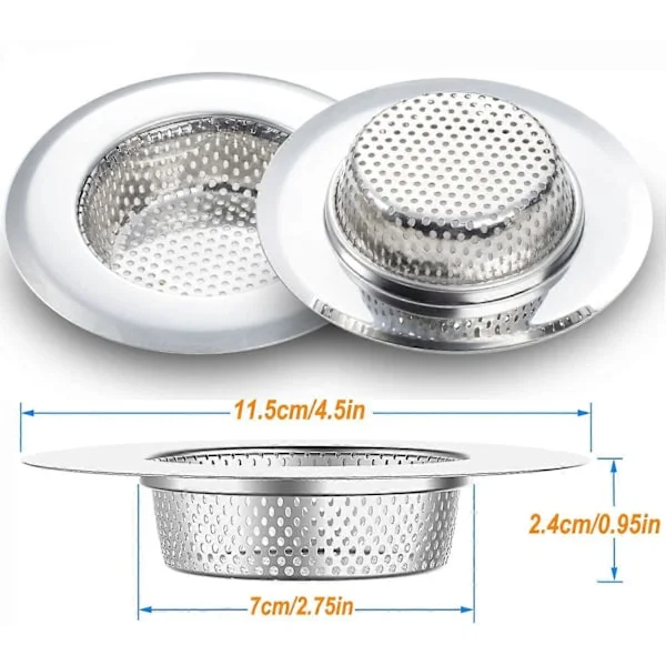 4-pack diskbänkssil - rostfritt stål, stor bred kant 4,5" diameter