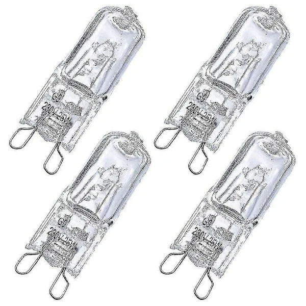 G9 Glödlampor för Halogenugn - Set med 4 Glödlampor, 25w, G9 Ugnsglödlampa A [DB]