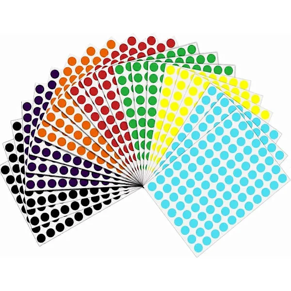 Color-Coded Circle Dot Stickers 21 Sheets 3/4 Inch Round Dot Labels 19MM Colored Stickers Removable 7 Assorted Colors Color Code
