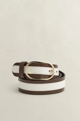 GANT - Stripete lærbelte til dame weathered brown