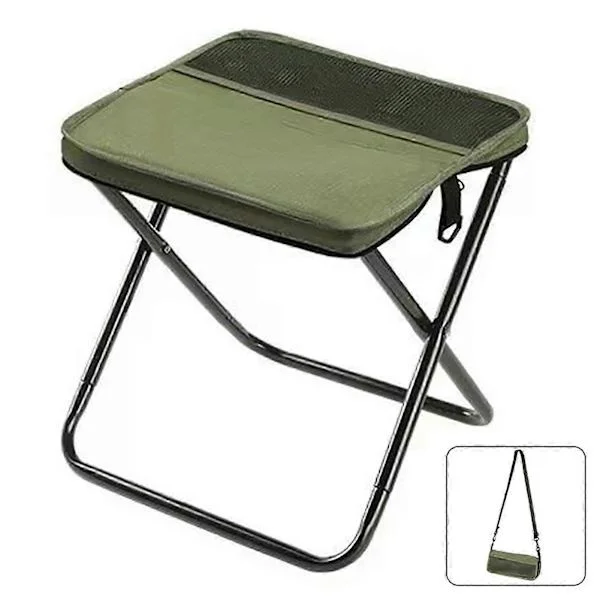 This foldable backpack chair is portable and lightweight, perfect for hiking, fishing, and picnics. It comes with a storage bag and is green.
