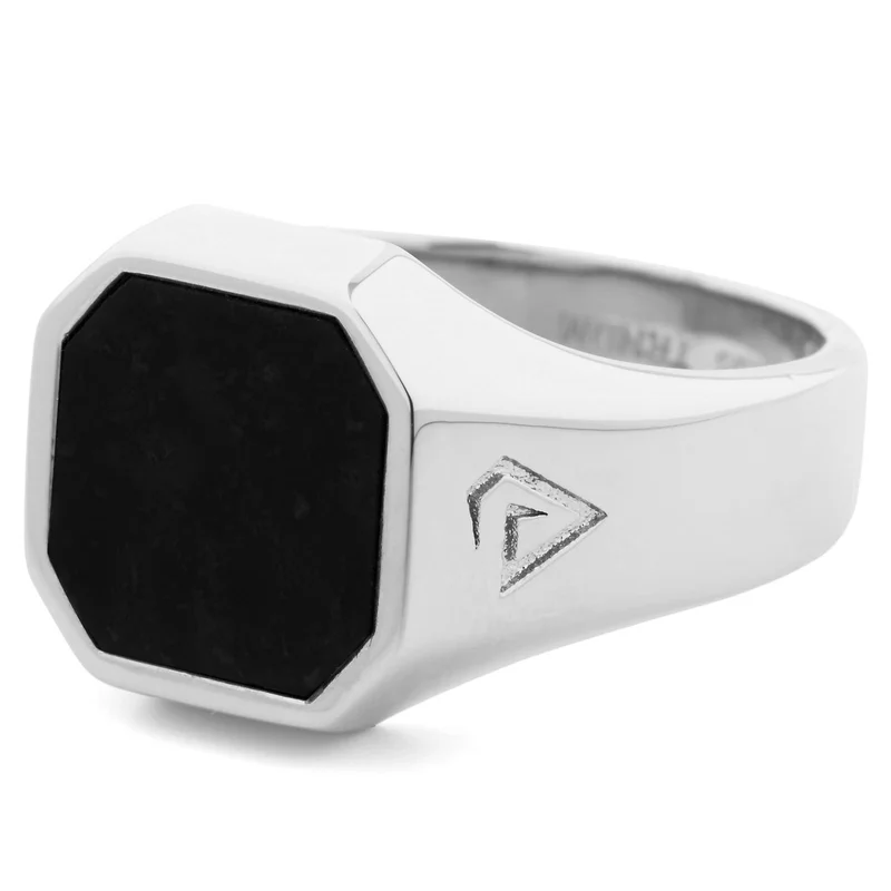 Onyks Signetring i 925s-Sølv til mænd - Ringe med sten | Northern Jewelry