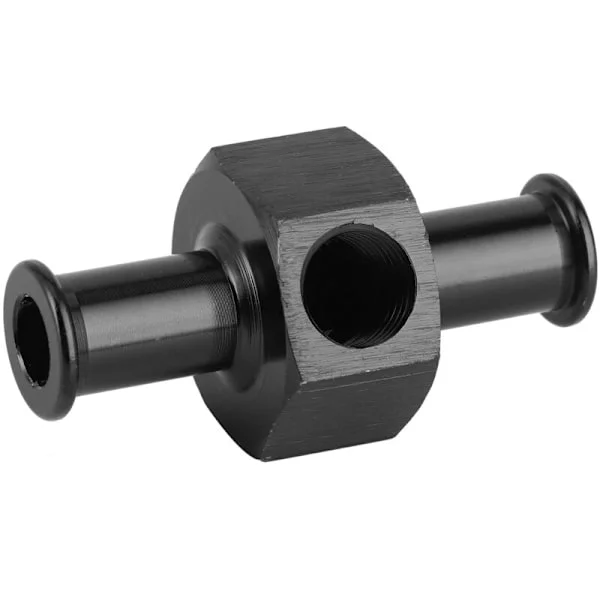 Universal aluminiumlegering lustgas bränsletrycksmätare adapter 3/8 tum slang 1/8 tum NPT-port svart