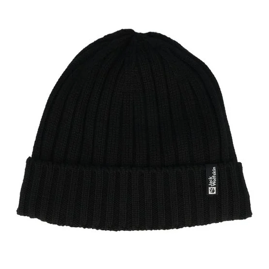 Jack Wolfskin - Černá cuff Beanie - Rib Knit Beanie Black Cuff @ Hatstore
