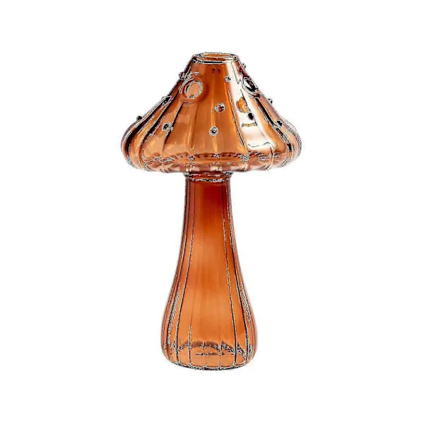 Delicate Mushroom Glass Vase Bud Vases Colored Fine Glass Vases Mushroom Flower Vase Mushroom Decor brown