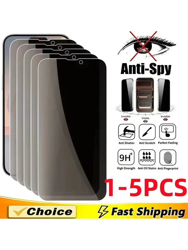 AliExpress - 1–5 Stück Full Cover Anti Spy Displayschutzfolie für iPhone 17 16 11 12 13 14 15 Pro MAX gehärtetes Glas Privacy 17 Air 16 Pro Max Plus