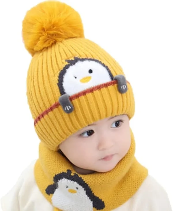 Mössa Halsduk Set Mössa Mössa Barn Vinter Baby Stickad Mössa
