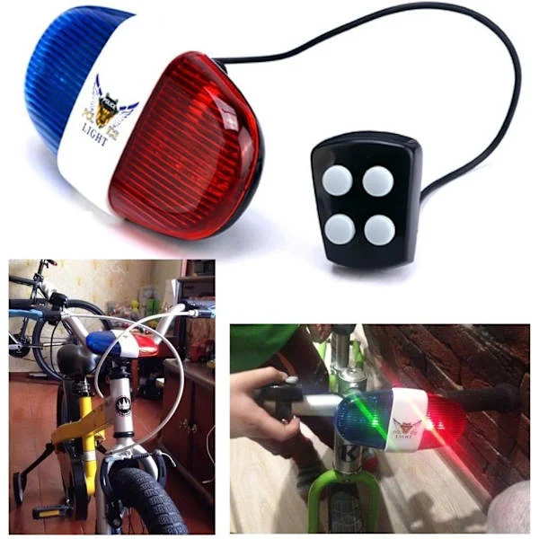 Cykel LED-lampa Cykel Elektrisk Signalhorn 4 Ljud 6 LED Cykling Polis Siren Elektrisk Lampa Cykelutrustning Tillbehör-XIN