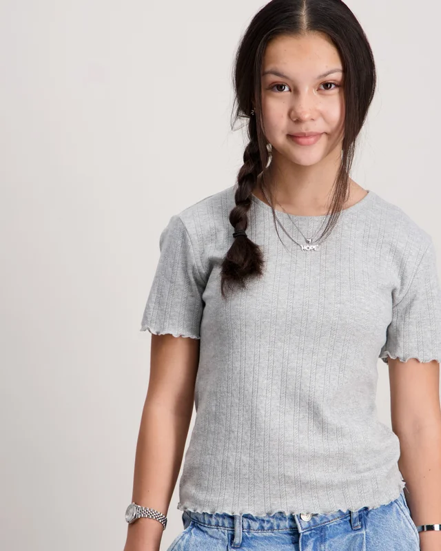 Kids ONLY KOGCARLOTTA LIFE S/S TOP Harmaa Topit / Puserot Tytöt - Kids Brand Store