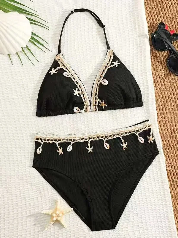 AliExpress - Maillot de bain solide pour filles 2026, bikini triangle à licou, vêtements de bain pour enfants, maillot de bain pour filles de 8 à 12 