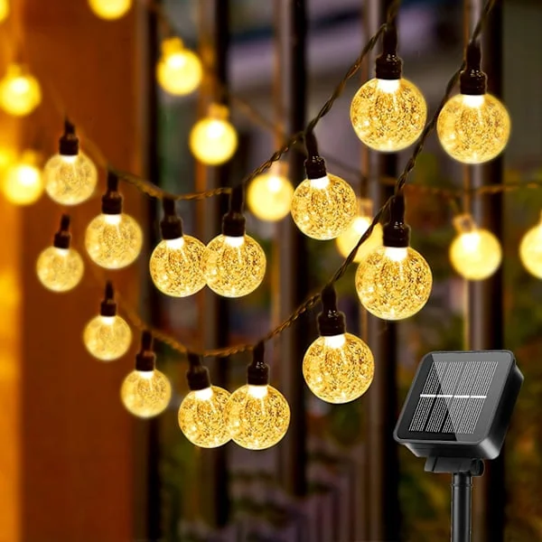 Solar String Lights - 30 LED Crystal Solar String Lights Outdoor Indoor 8 Modes for Garden, Patio, Balcony, Trees, Wedding, Party-FA-