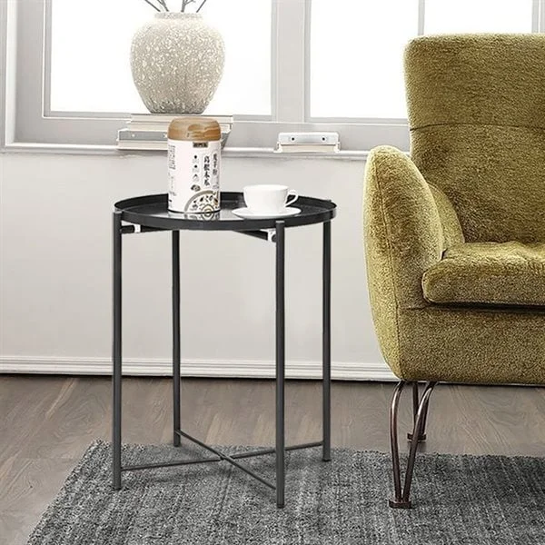 Pyöreä sivupöytä jauhemaalattua metallia 44cm - Musta