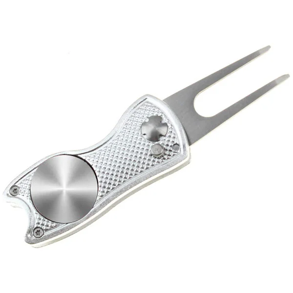 Portable Golf Divot Tool Green Repair Pitch Fork Ball Marker Training Aid