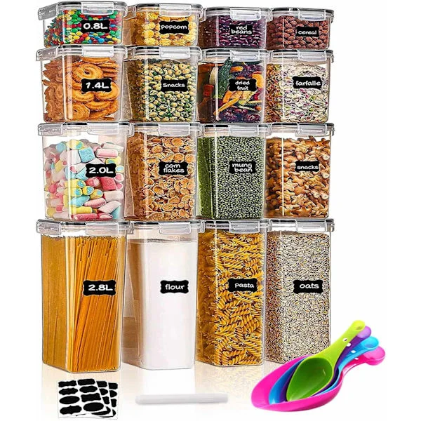 16-pakning Premium Mat - Oppbevaring - Lufttette Bokser med Lokk - Matbokser-X47- Transparent Transparent