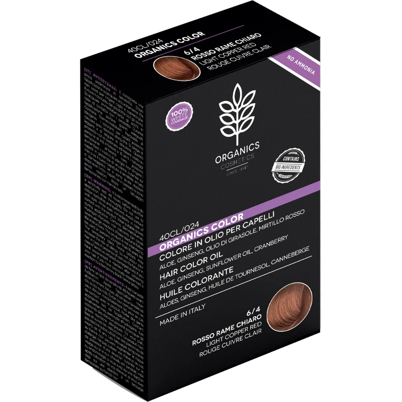 Organics Cosmetics Colore In Olio Per Capelli 6/4 Rosso Rame