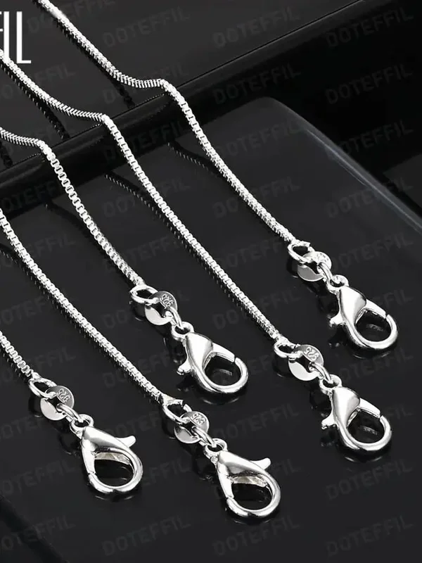 AliExpress - DOTEFFIL 925 argent Sterling 1MM boîte chaîne collier 1/5/10 pièces/lot 16-30 pouces pour femme homme bijoux de mode