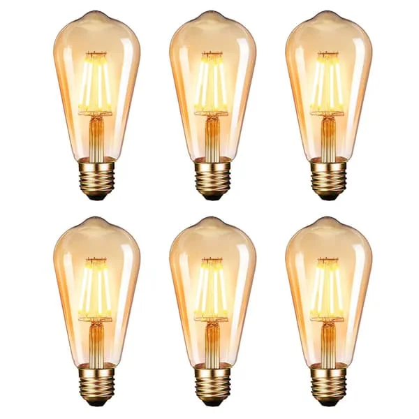 6 STK LED Antikk Vintage Glødepære E27 220V 4W Dekorativt Lys