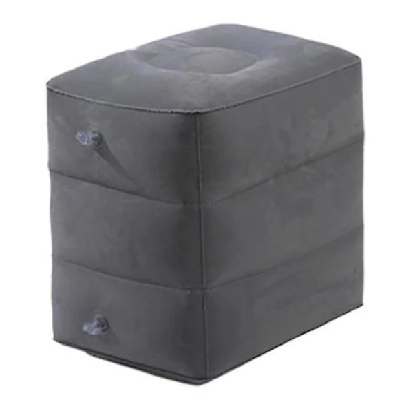 Inflatable Foot Rest Pillow for Airplane Adjustable Height Durable Soft General Use Foldable Portable Dark Grey