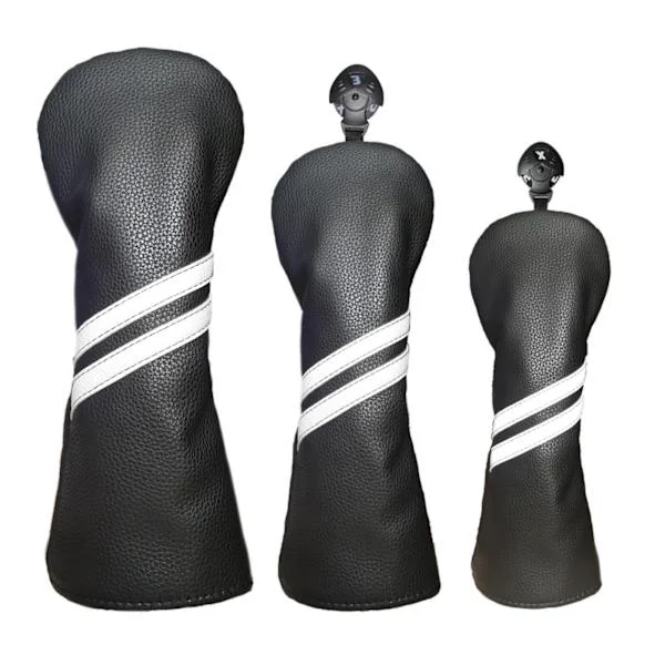 Premium 3 stk. Golf Headcovers Sæt med udskiftelige tags, blød beskyttende foring til Driver Fairway Hybrid, universel pasform til mænd
