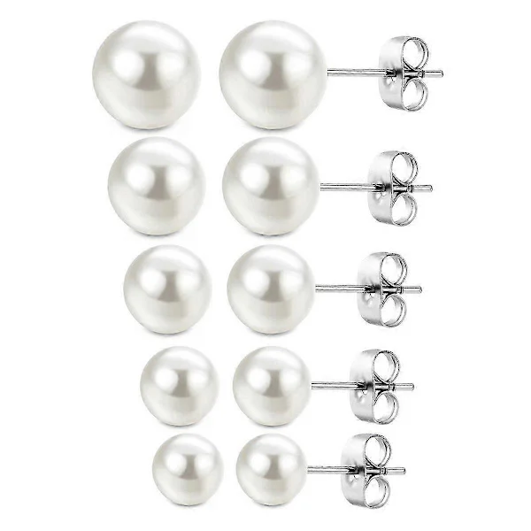 Par Perleøredobber 925 Sølv Perler Hvite Perleøredobber Dame Øredobber Øredobber for Kvinner Hvite Ferskvannsperle Øredobber Smykker (3-7mm