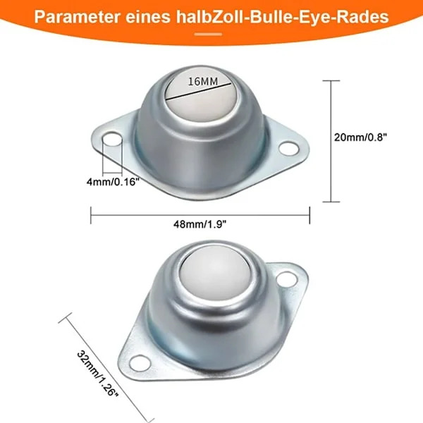 Furniture Casters Small Pack of 8 Ball Casters for Furniture Cabinets