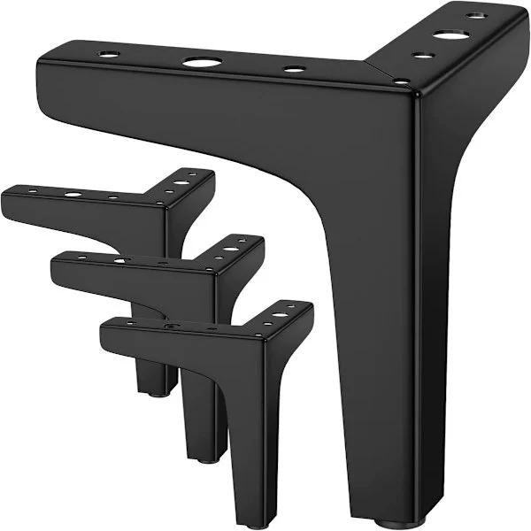 Furniture Legs, 4 Pieces, 10 cm Metal, Load Capacity 800 kg, Black, for Cabinets and TV Stands