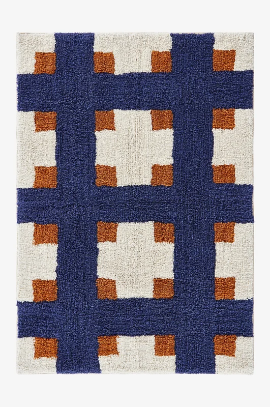 Jotex - Badmat Kobalt/curry/naturel Wit Kobalt/curry/naturel wit - BYMARKEN - Koop Badmatten bij Jotex