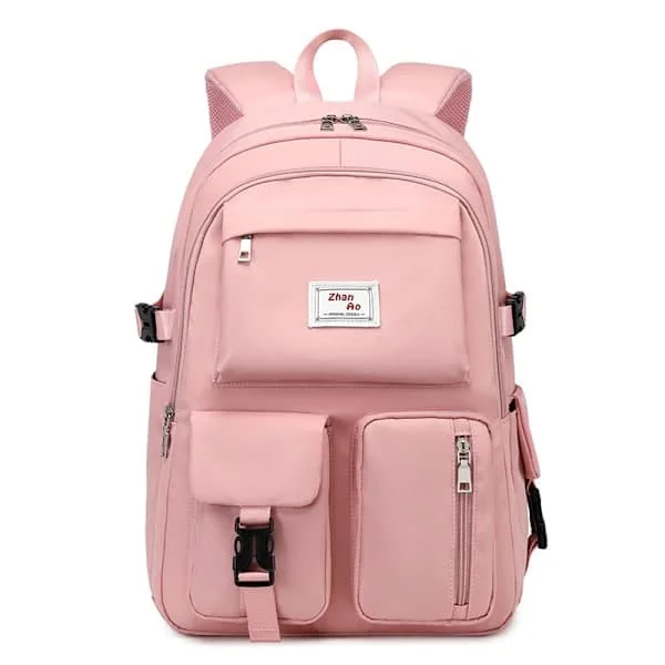 Large Backpack with Multiple Compartments, Waterproof School Backpack - Pink_TF Pink