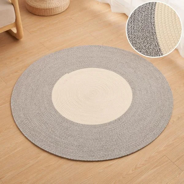 Round rug, hand-woven cotton rug 60*60cm