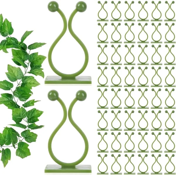 Plante Klatrevæg Clips - 120 stk. Plantevæg Clips, Plantekroge til Vinstokke Plante Vinstokke Clips Pengeplante Clips (Grøn)