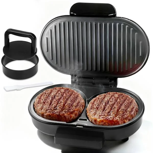 Dubbel minigrill, frukostmackejärn, hamburgarpress, panini-grill, liten elektrisk grill