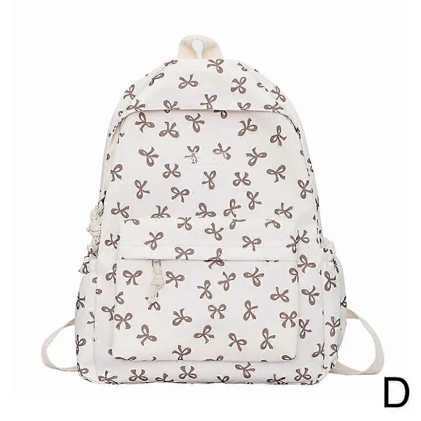 Nylon School Bag Cute School Backpacks for Girls Teen Bow Backpack Casual Travel Bag Khaki