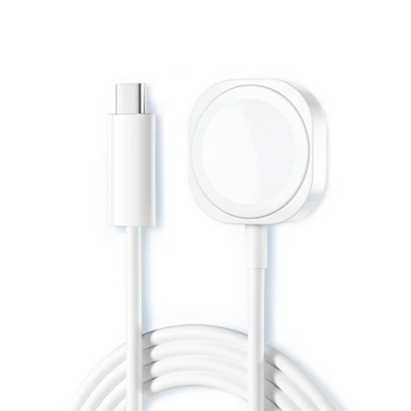 Apple Watch laddningskabel kompatibelt med Apple Watch – rund magnetisk Type-C-laddare, rostfritt stål och TPE, 2.5w utgång