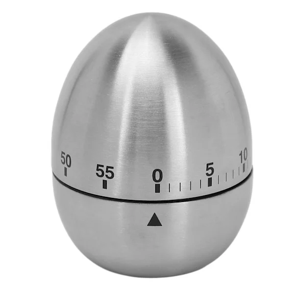 Mechanical Egg-Shaped Timer with Transparent Scale, Stainless Steel, Kitchen, Sauna, Time Reminder