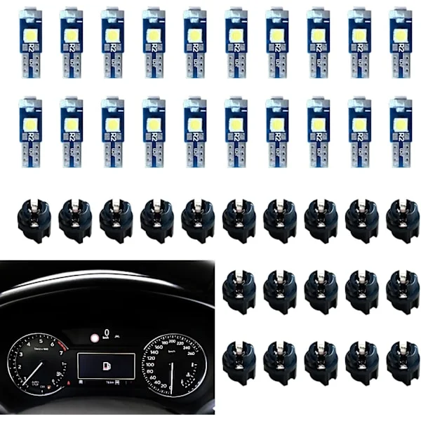 Super Lys LED Instrumentpanelbelysning, T5 37 74 LED Pære med Twist Lock Sokkel PC74 PC37 Instrumentpanel Målerklynge (Hvid) Mærke: NTNEV