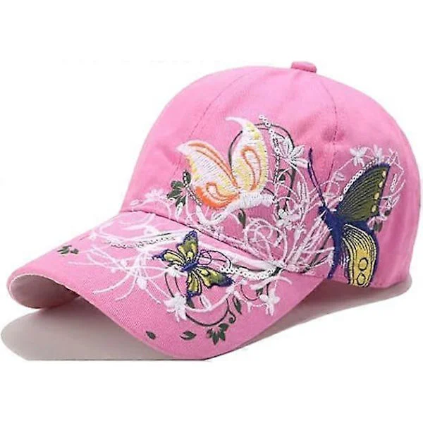Fjäril Full Broderad Dam Baseball Keps Mode Paljetter Justerbar Rem Bomull Damhattar Solhatt Bowlerhatt