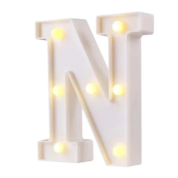LED Letter Night Light Waterproof Plastic Alphabet Lamp for Party Bar Cafe Wall Decor Warm White N 22cm