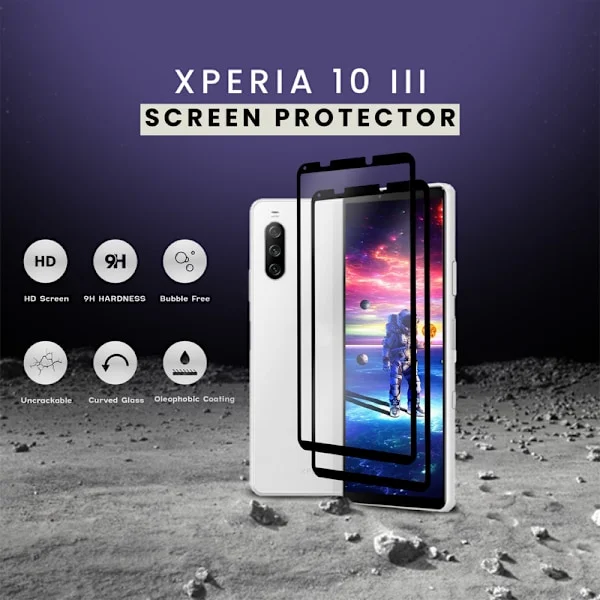 2 Pack Sony Xperia 10 III - Härdat glas 9H - Super Kvalitet 3D